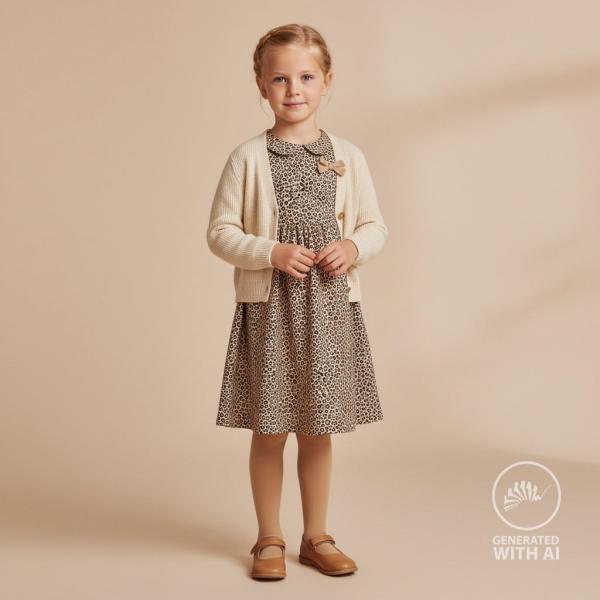 Baumwolljersey in Sand mit Leopard, Stoff in ganzer Breite